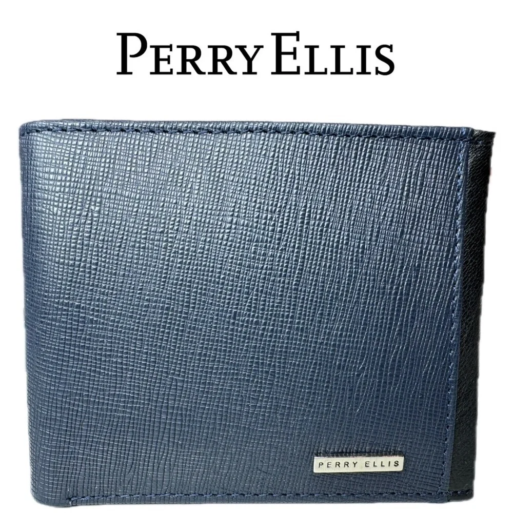 Perry Ellis Midnight Navy & Black Trimmed Men’s Wallet